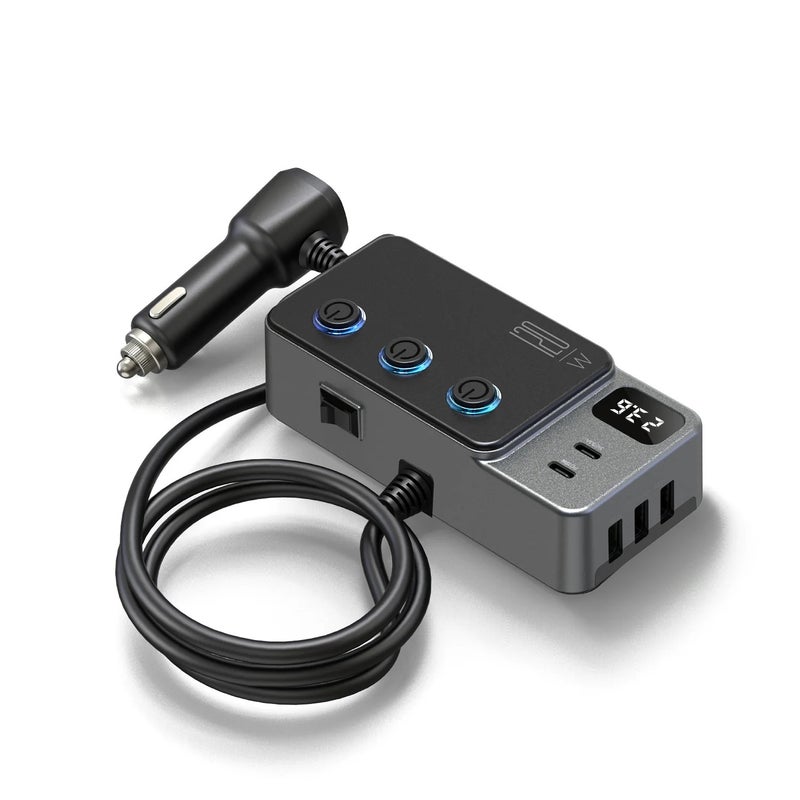 Bluejw 120W Car Cigarette Lighter Splitter Adapter, 3 USB Ports (QC3.0 & PD 35W), 12V Car Charger with Voltage Monitoring, Automobile Chargers - Image 5